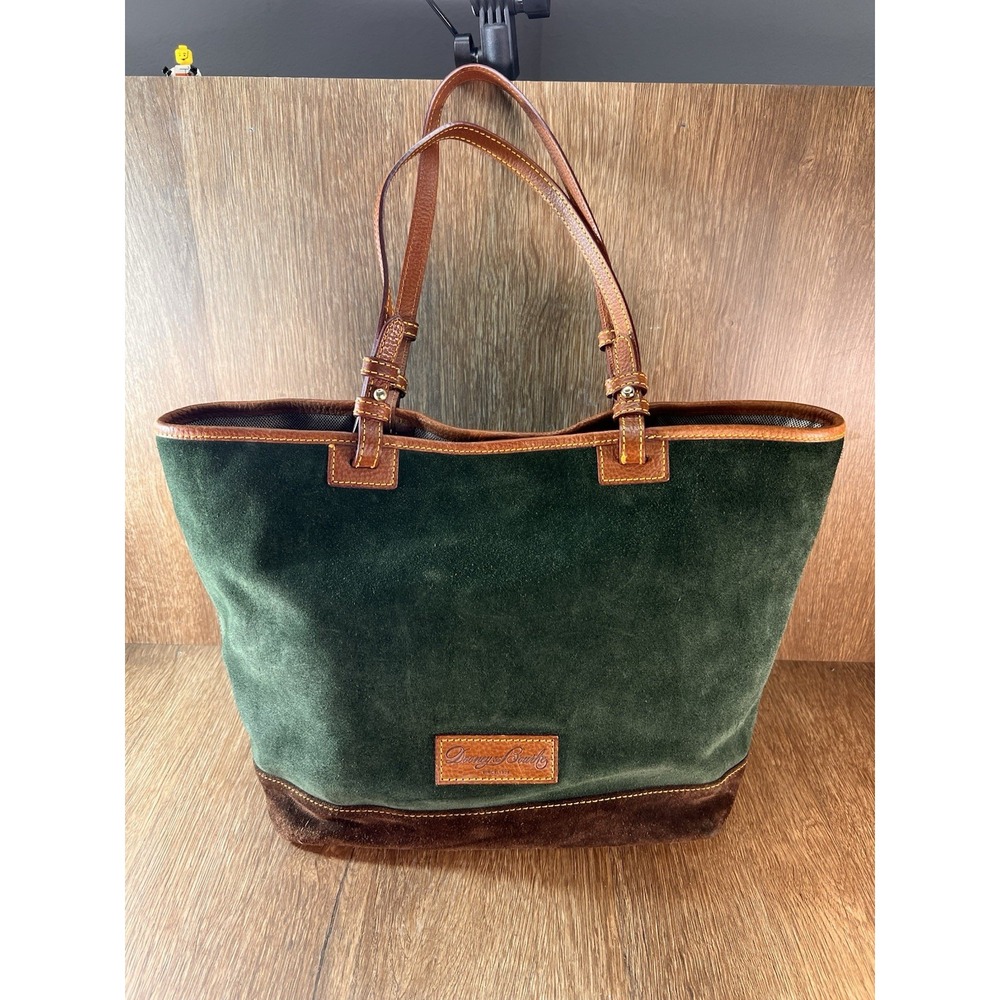 Dooney & Bourke Vintage Y2K Suede Tote Green Chocolate Shoulder Bag
